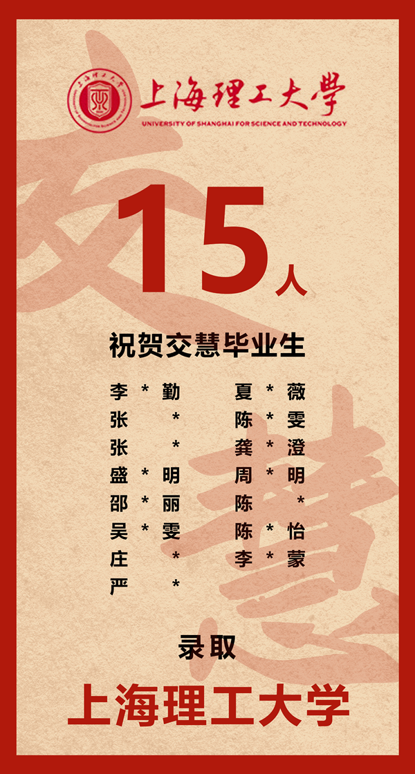 2024金高榜提名-上海理工大学录取15人